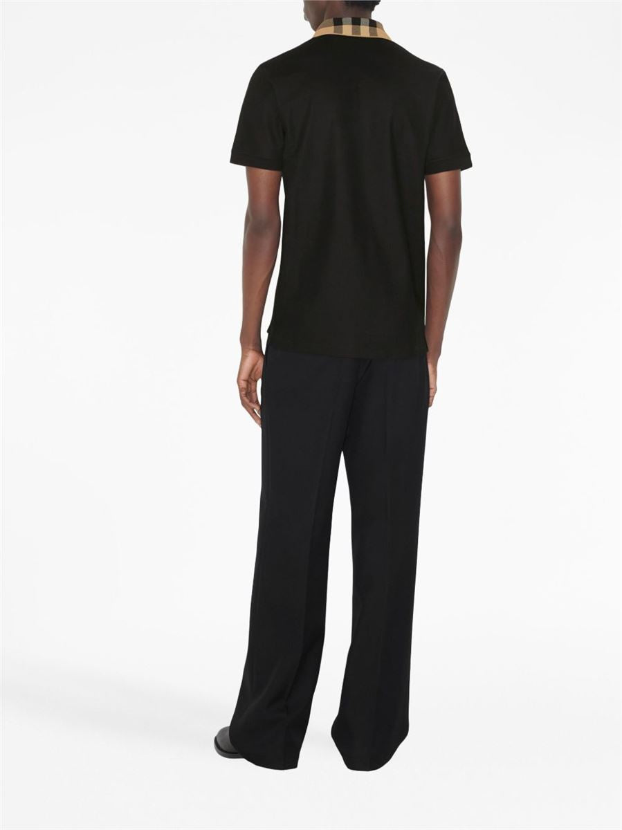 CHECKERED-COLLAR COTTON POLO SHIRT
