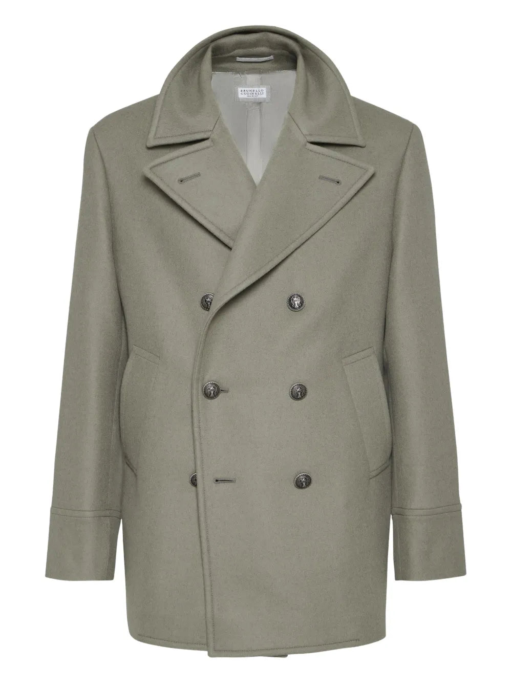 Double-breasted wool coat-BRUNELLO CUCINELLI-Verso