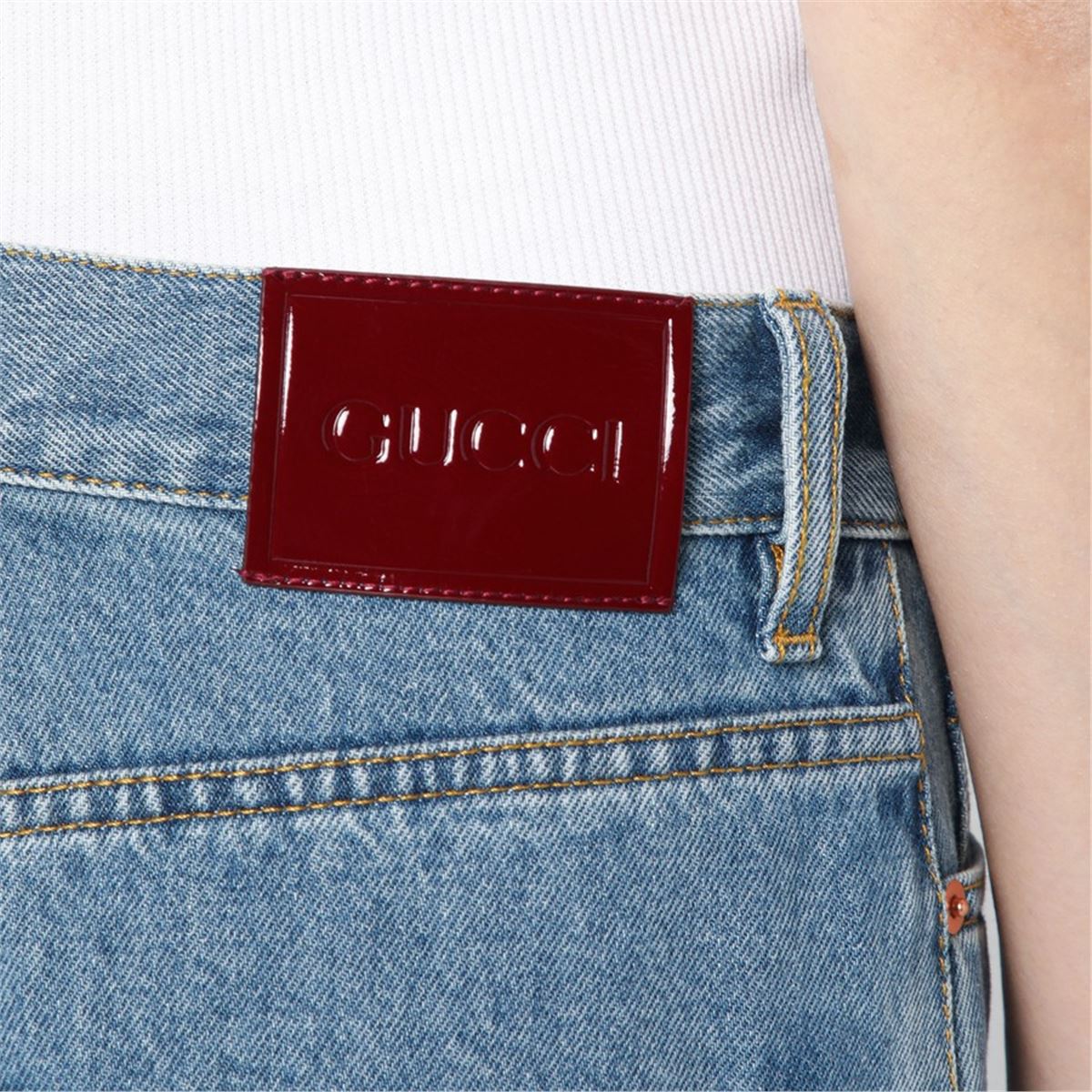 LIGHT BLUE WIDE-LEG JEANS - GUCCI - Verso