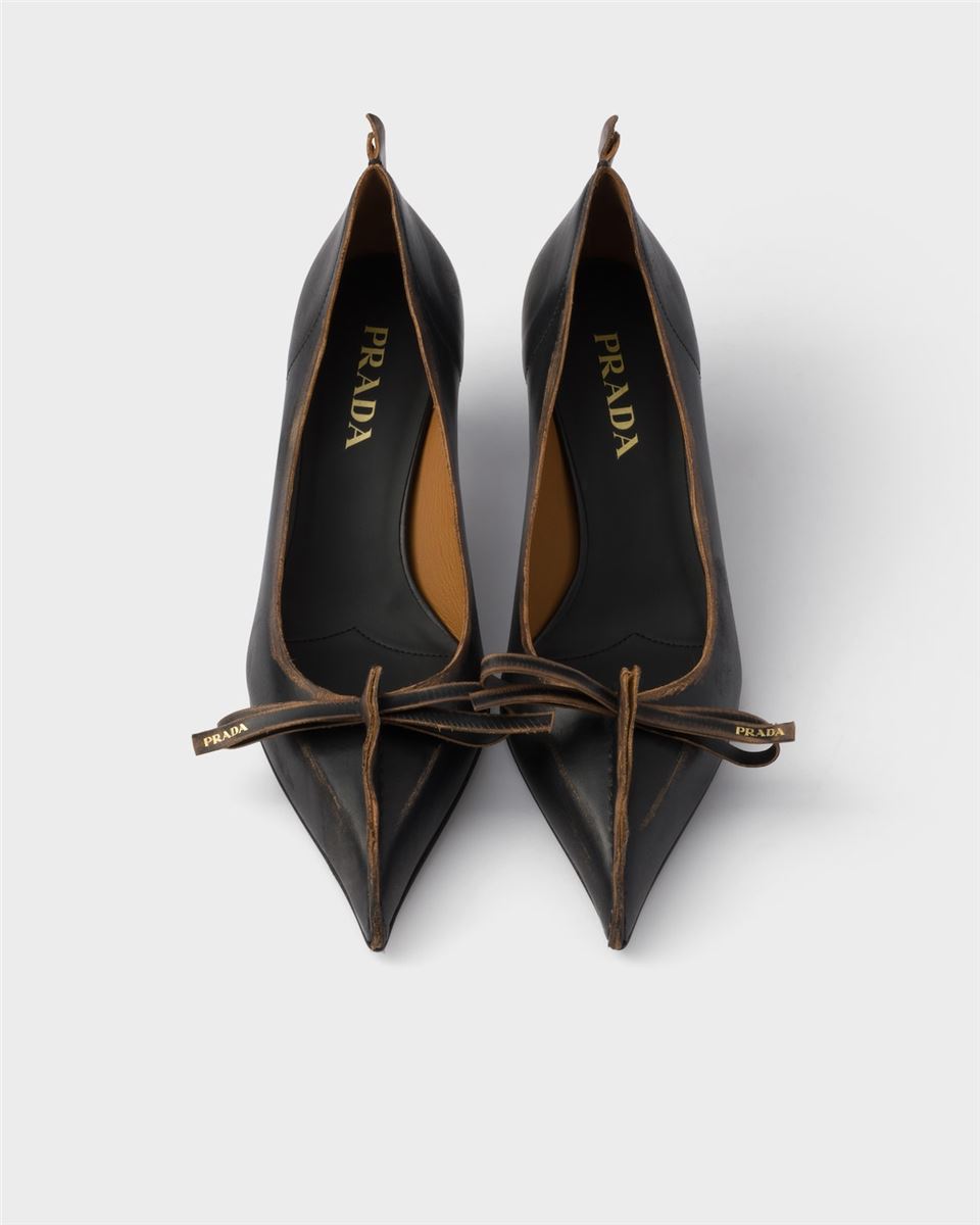 Antiqued leather pumps