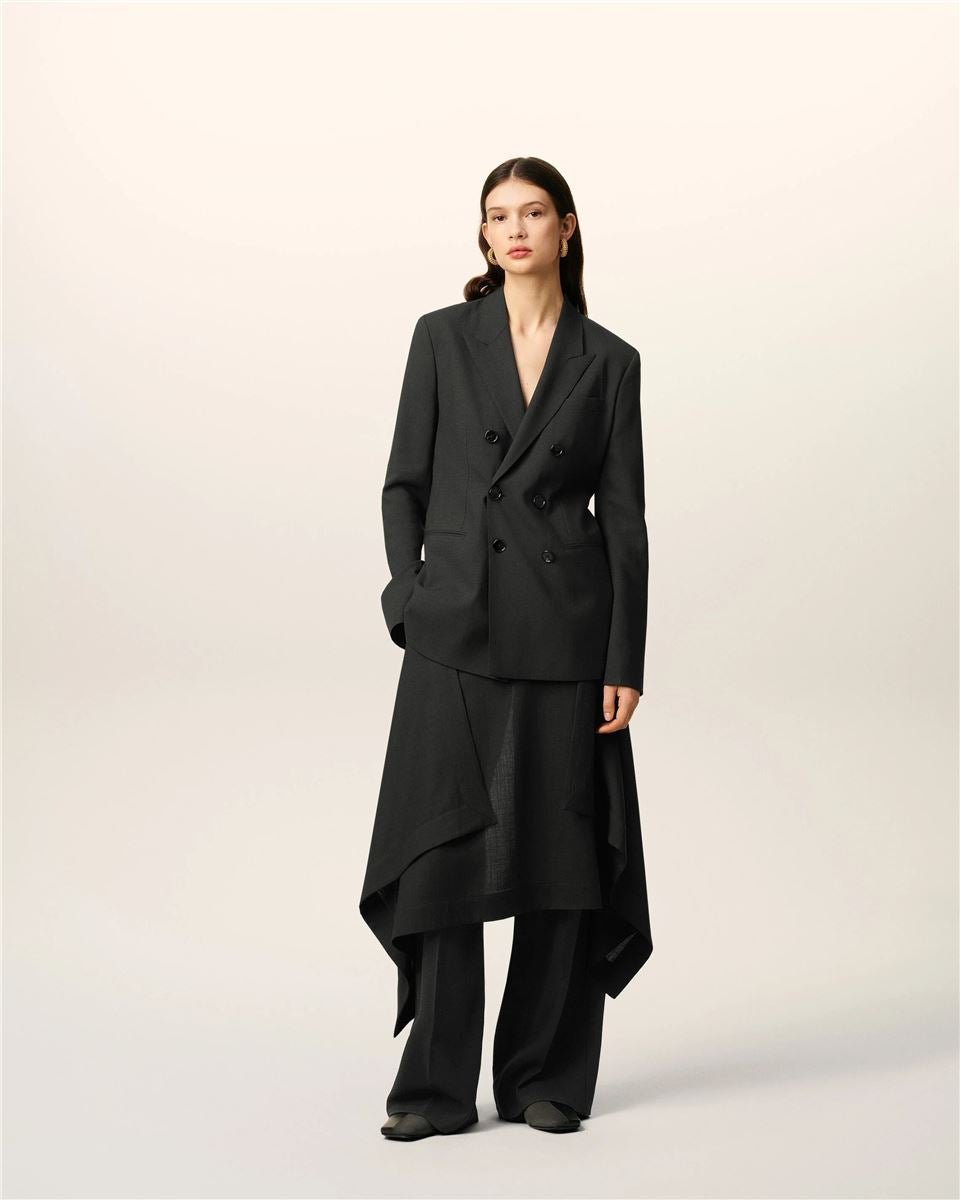 Black Wool Double Breasted Jacket