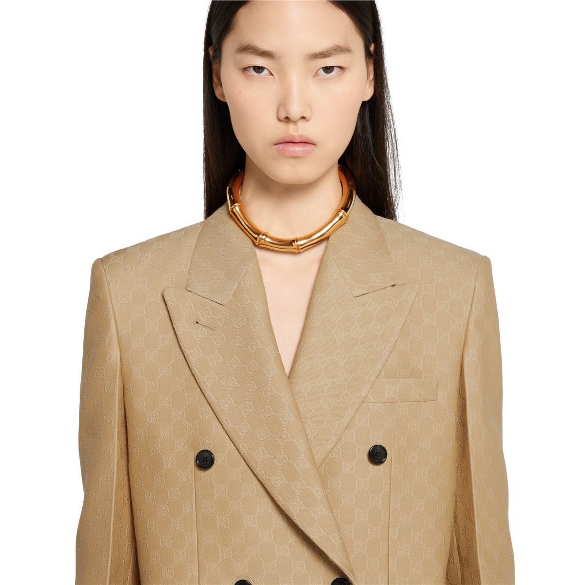 GG SILK WOOL CRÊPE JACQUARD JACKET - GUCCI - Verso