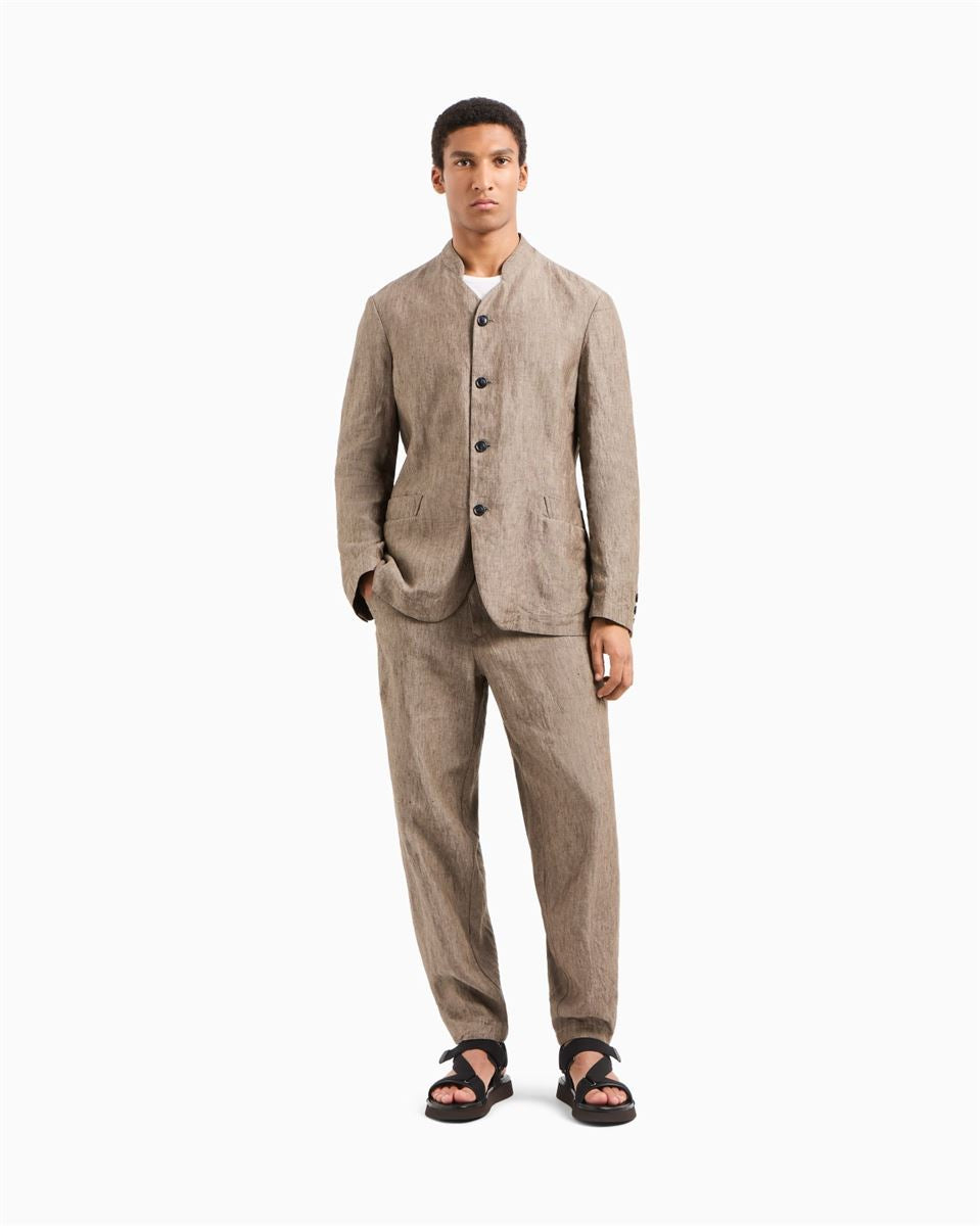 single-breasted jacket in faded linen chambray