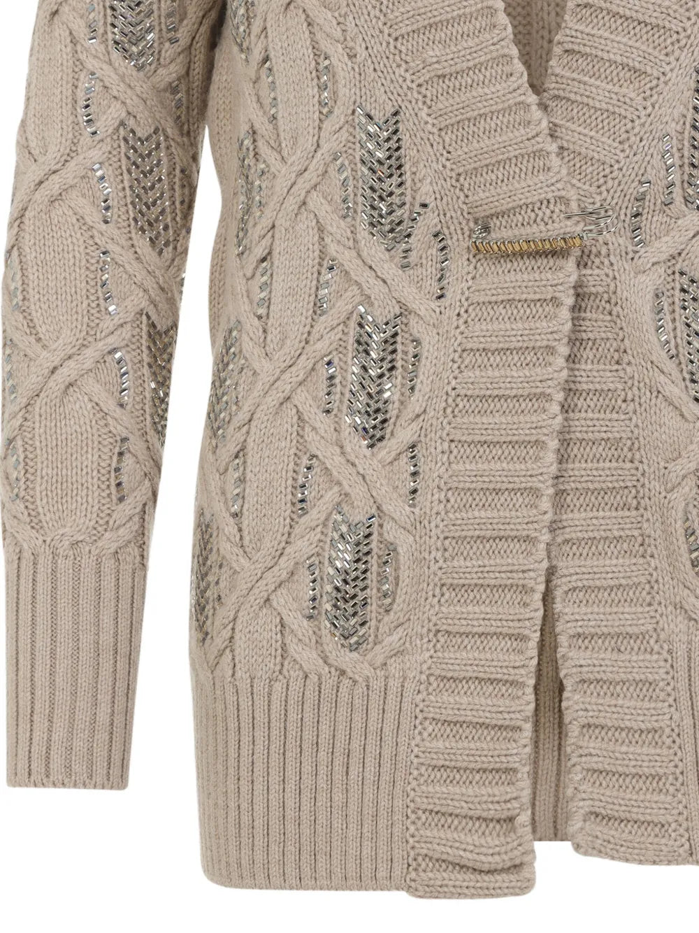 Cable-knit embellished cardigan