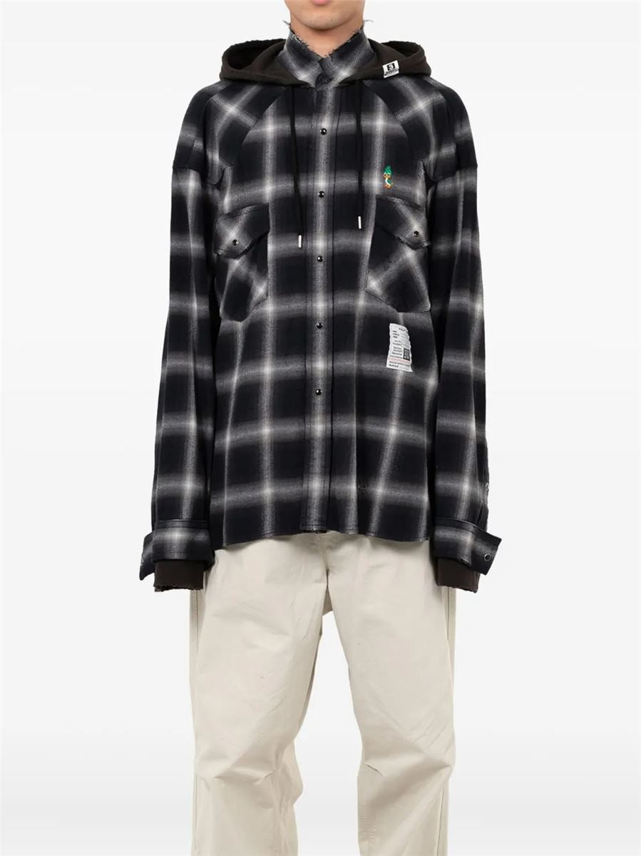Hooded checked shirt