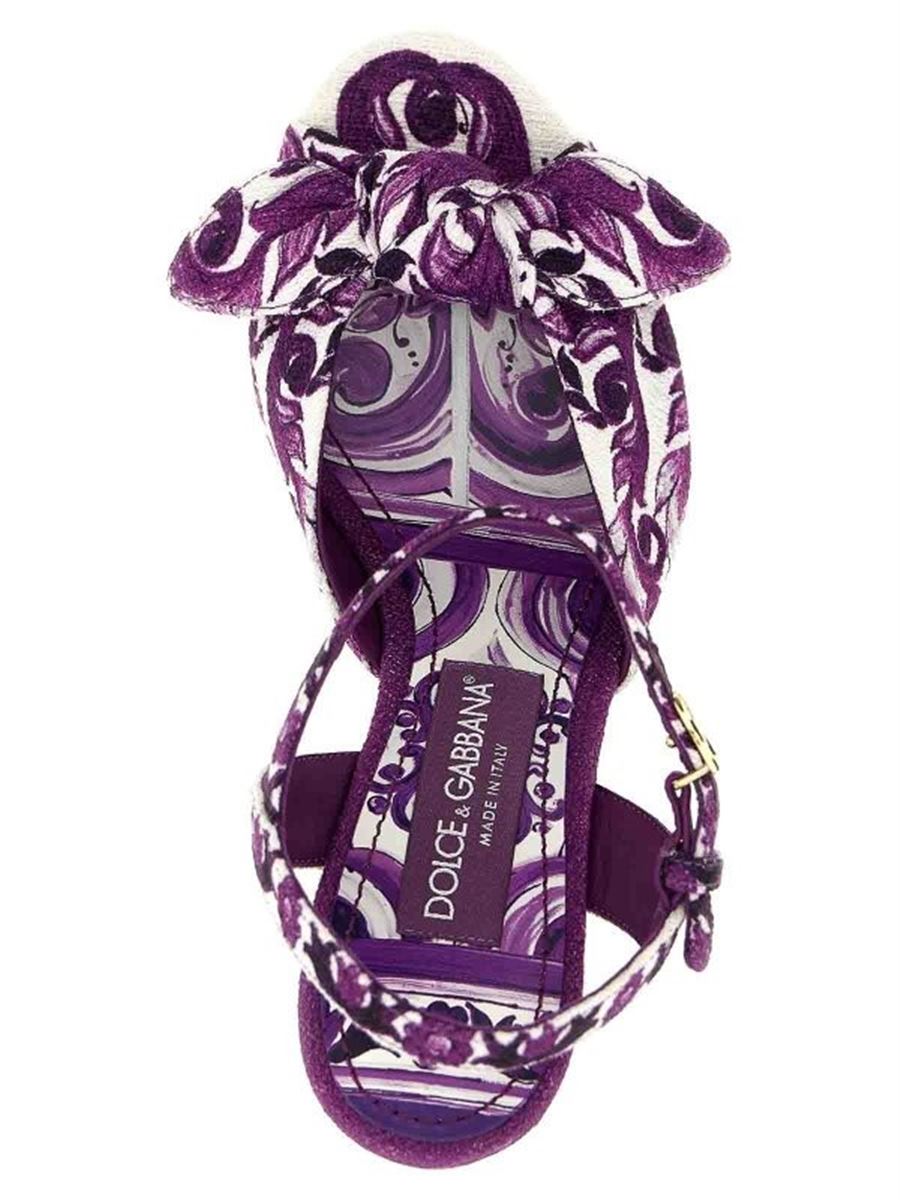 Majolica-print wedge sandal