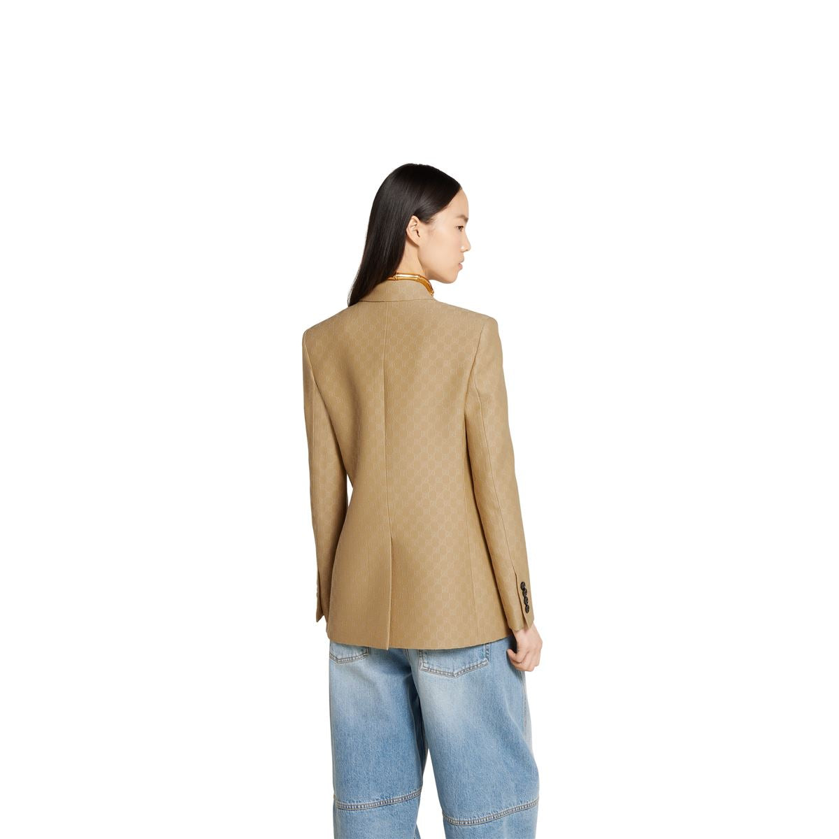 GG SILK WOOL CRÊPE JACQUARD JACKET - GUCCI - Verso