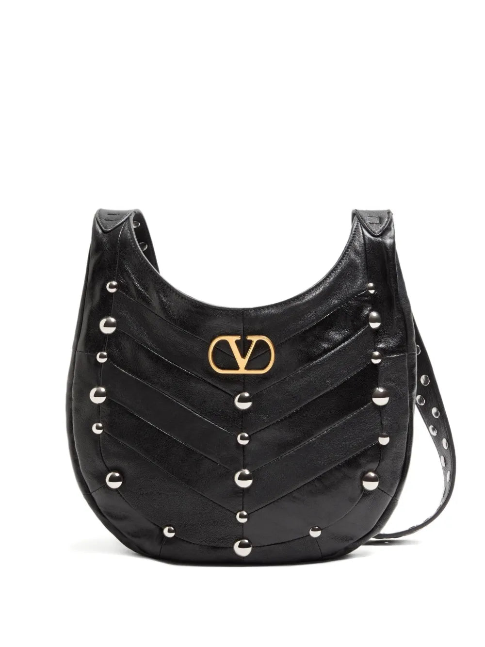 Garavani small hoboho chevron-quilted studded shoulder bag-VALENTINO-Verso