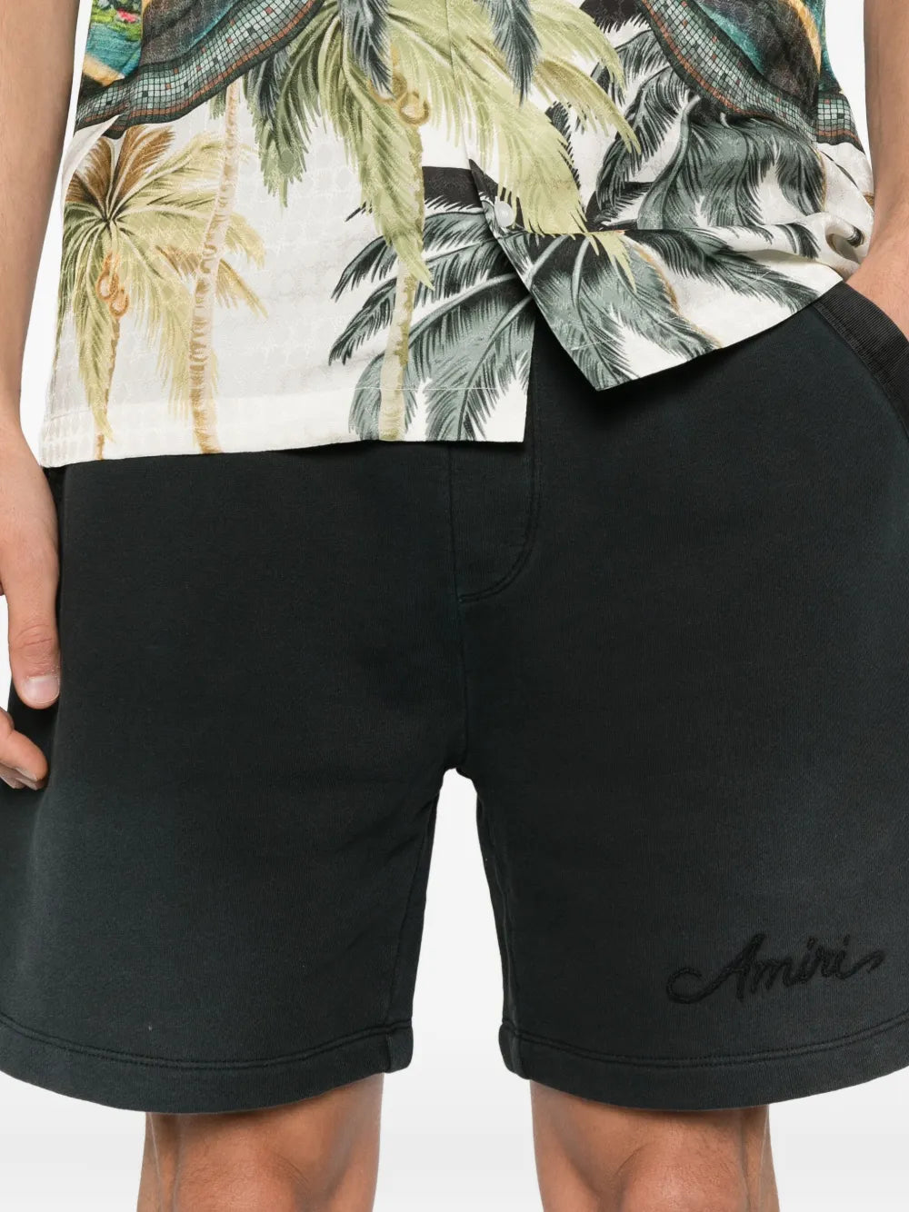 Amiri drawstring-detail panelled shorts