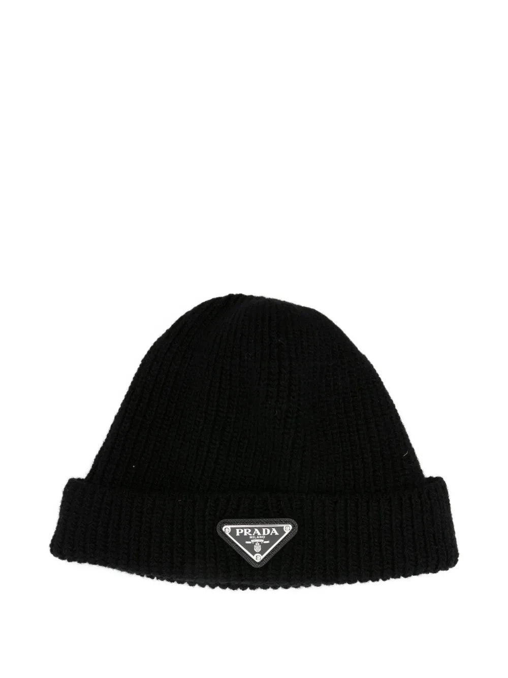 Ribbed logo-plaque beanie