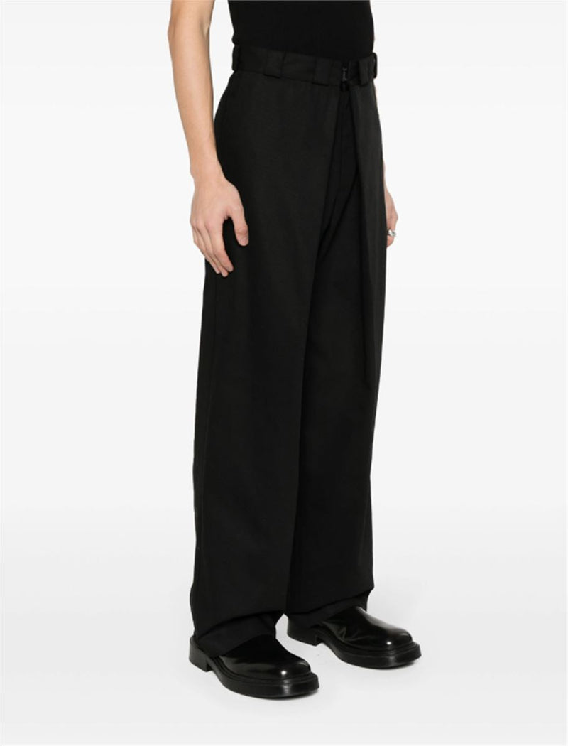 PLEATED CANVAS WIDE TROUSERS