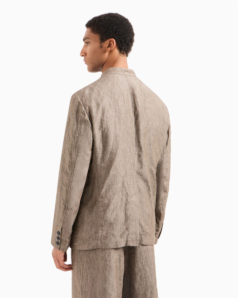 single-breasted jacket in faded linen chambray