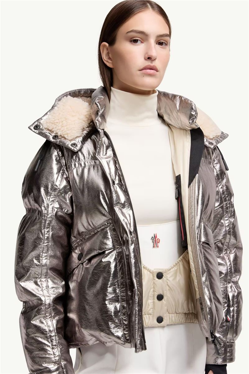 Calaque metallic hooded down ski jacket