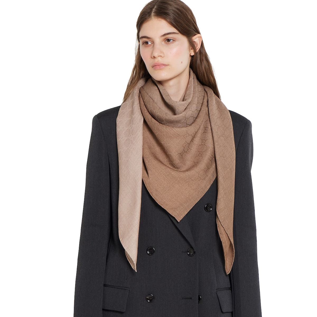 Gg wool silk jacquard shawl