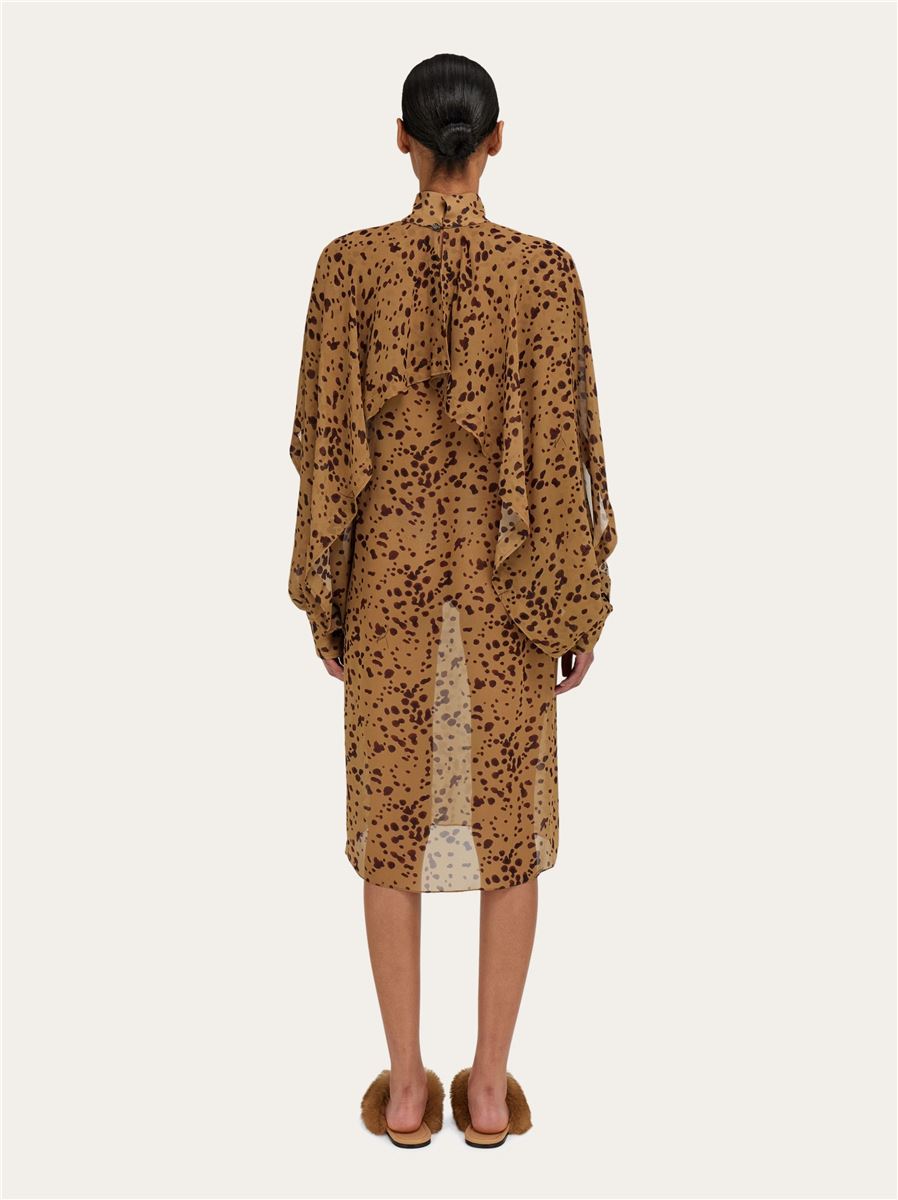 Silk dress with an orchid print