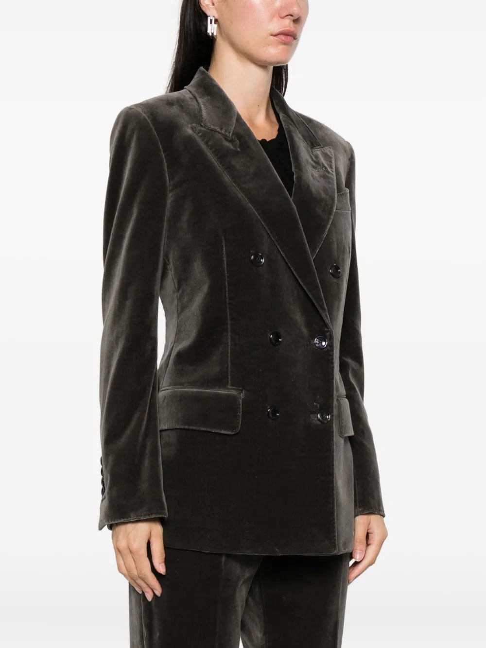 Double-breasted velvet jacket
