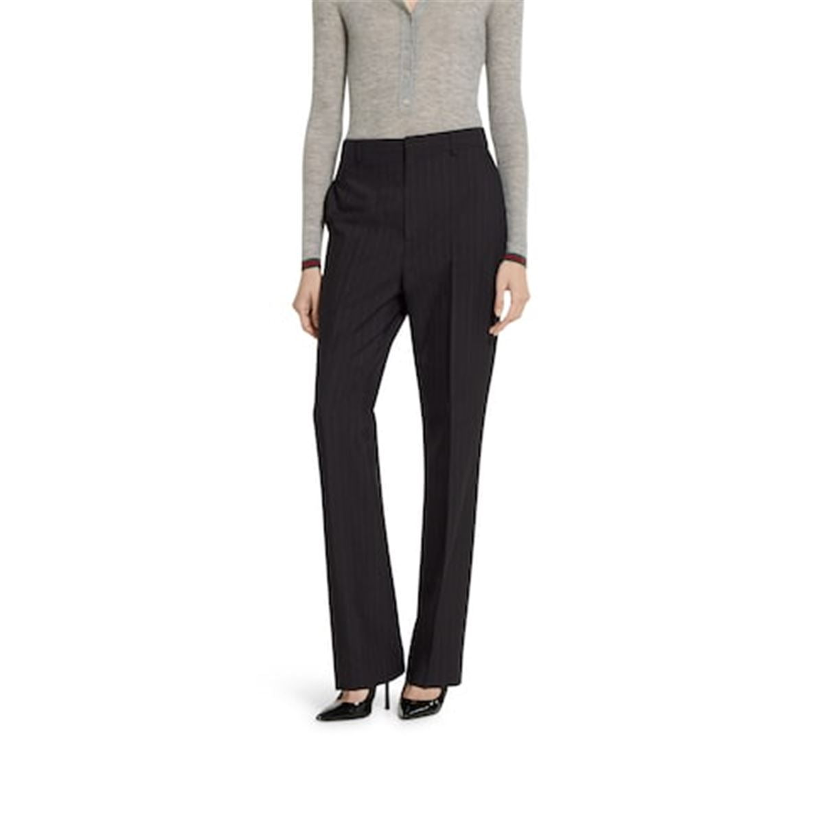 Pinstripe gucci wool jacquard pants-GUCCI-Verso