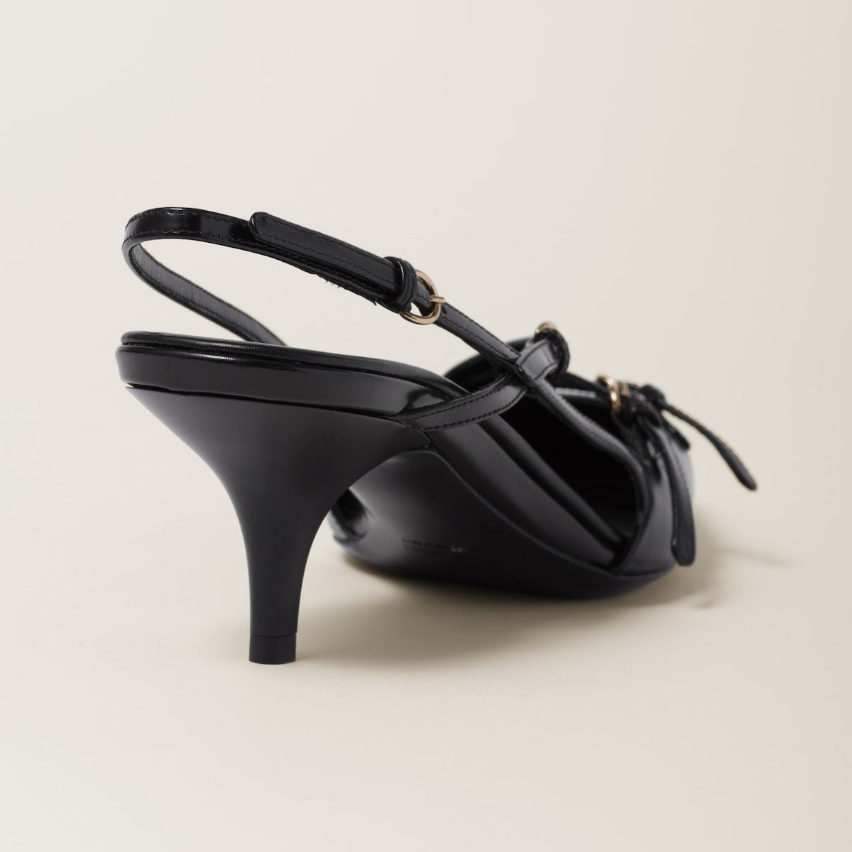 BRUSHED LEATHER SLINGBACKS WITH BUCKLES MIU MIU