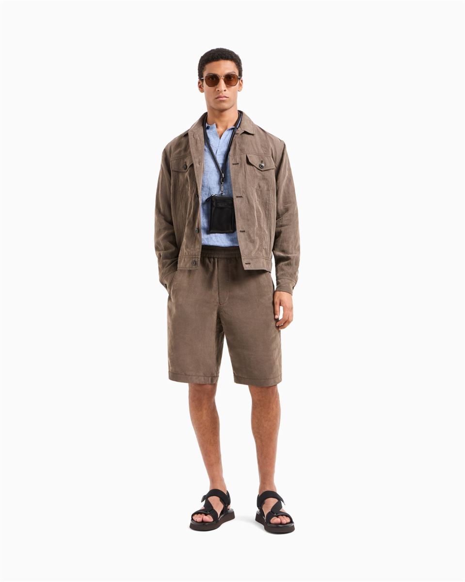 polo shirt in pure linen canvas