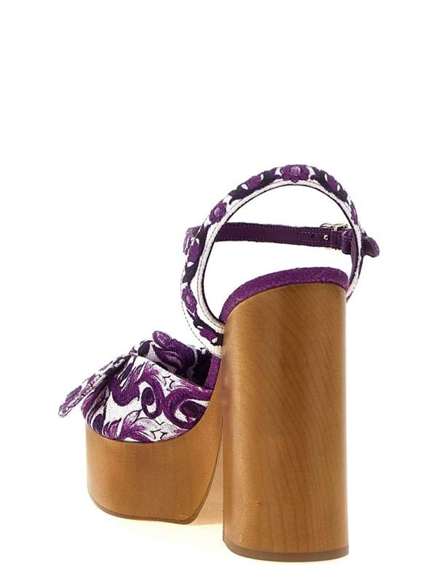 Majolica-print wedge sandal