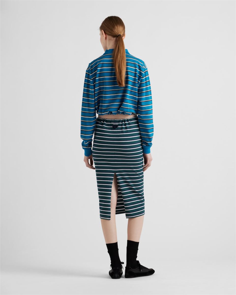 STRIPED PIQUÉ SKIRT - PRADA - Verso