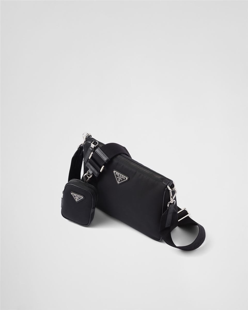 RE-NYLON AND SAFFIANO LEATHER SHOULDER BAG