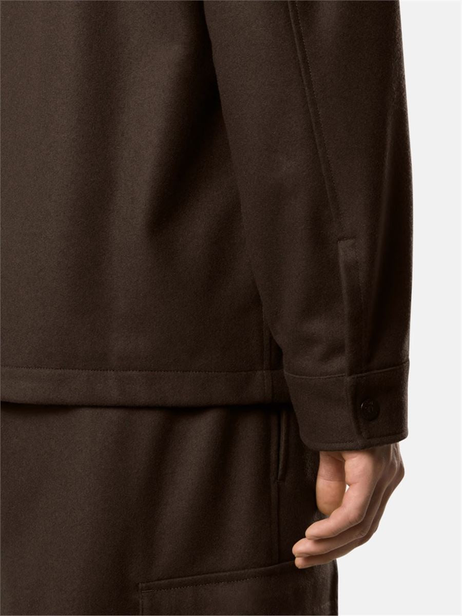 Comfort-fit overshirt with chest pocket and nylon lining