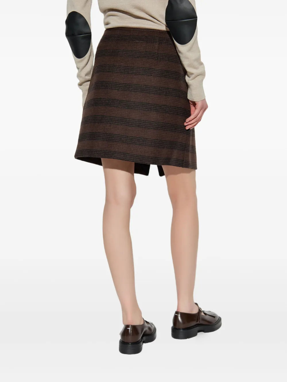Asymmetric striped miniskirt