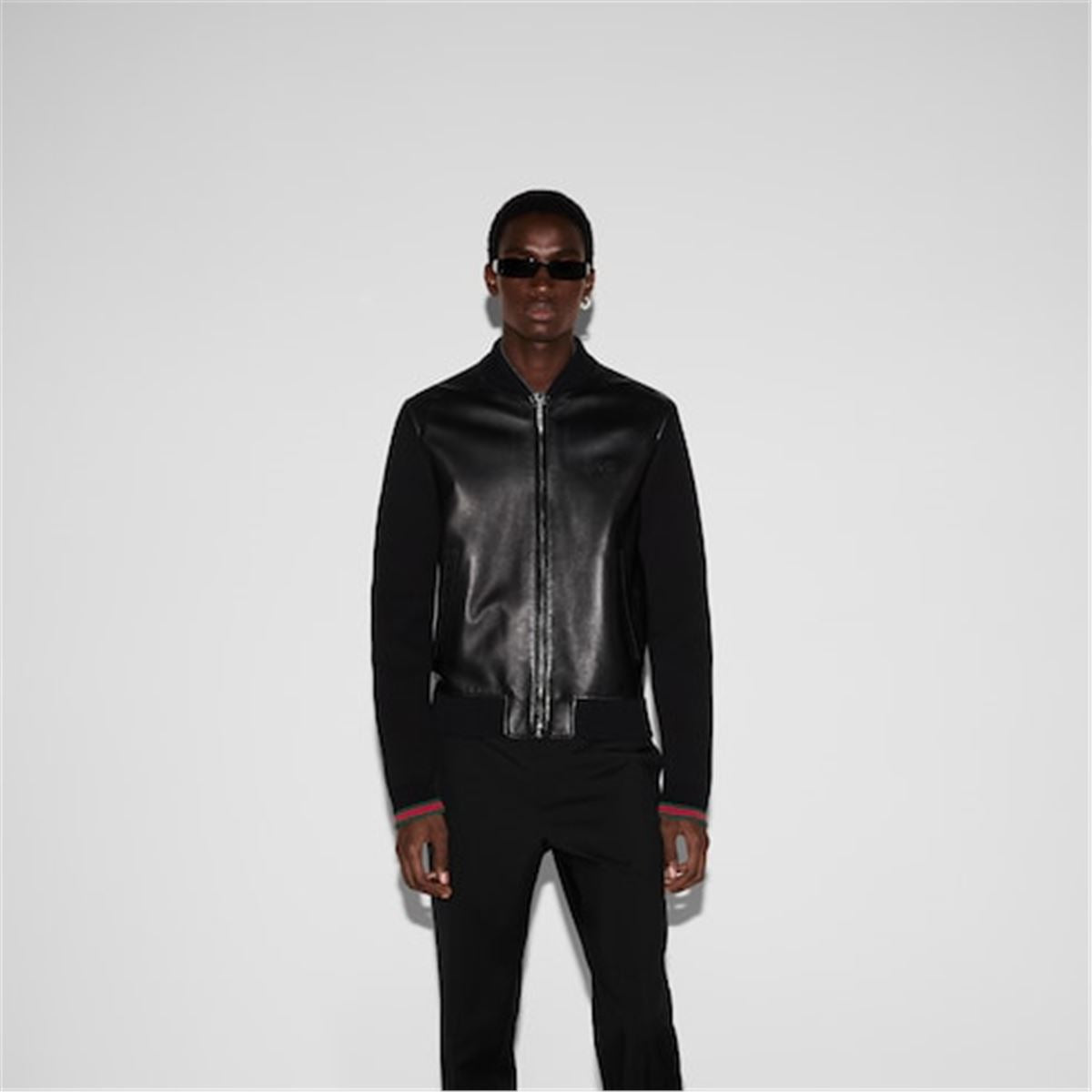 NAPPA LEATHER AND KNIT BOMBER JACKET - GUCCI - Verso