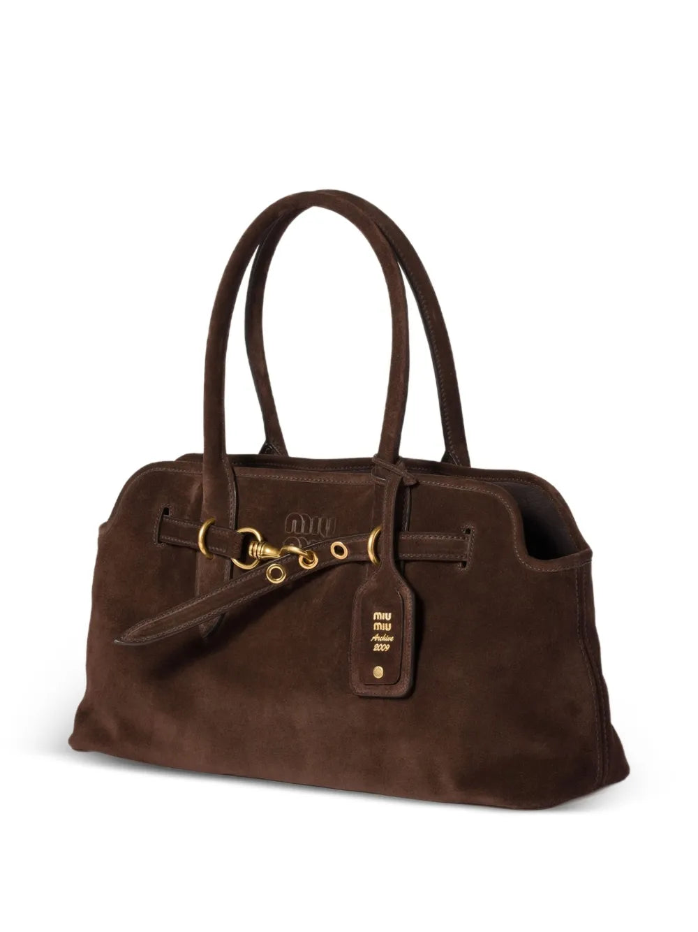 Miu miu aventure suede buckle-fastening tote bag