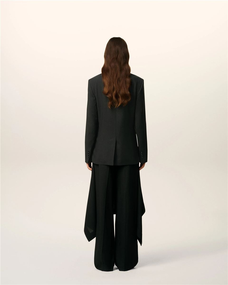 Black Wool Double Breasted Jacket