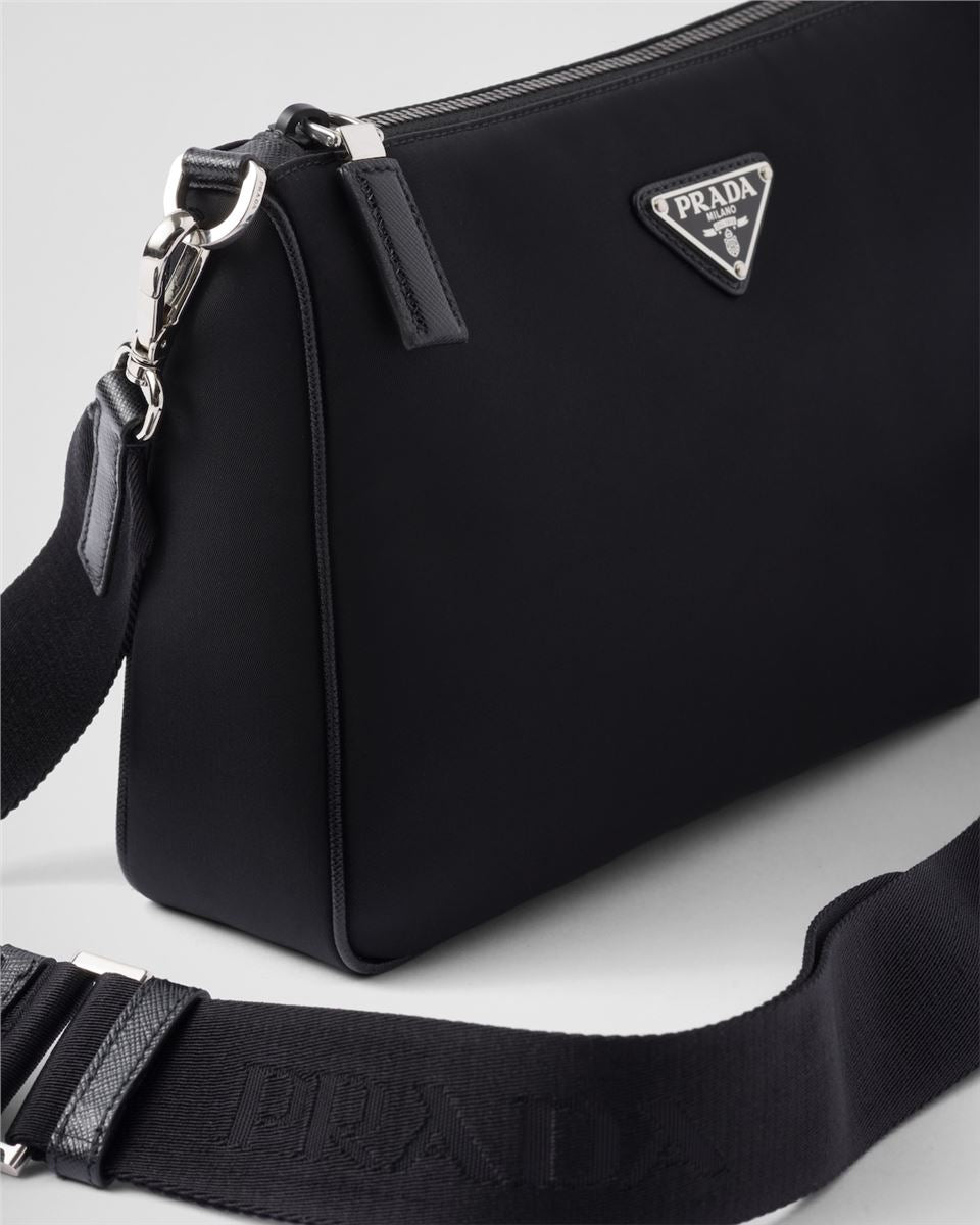 RE-NYLON AND SAFFIANO LEATHER SHOULDER BAG
