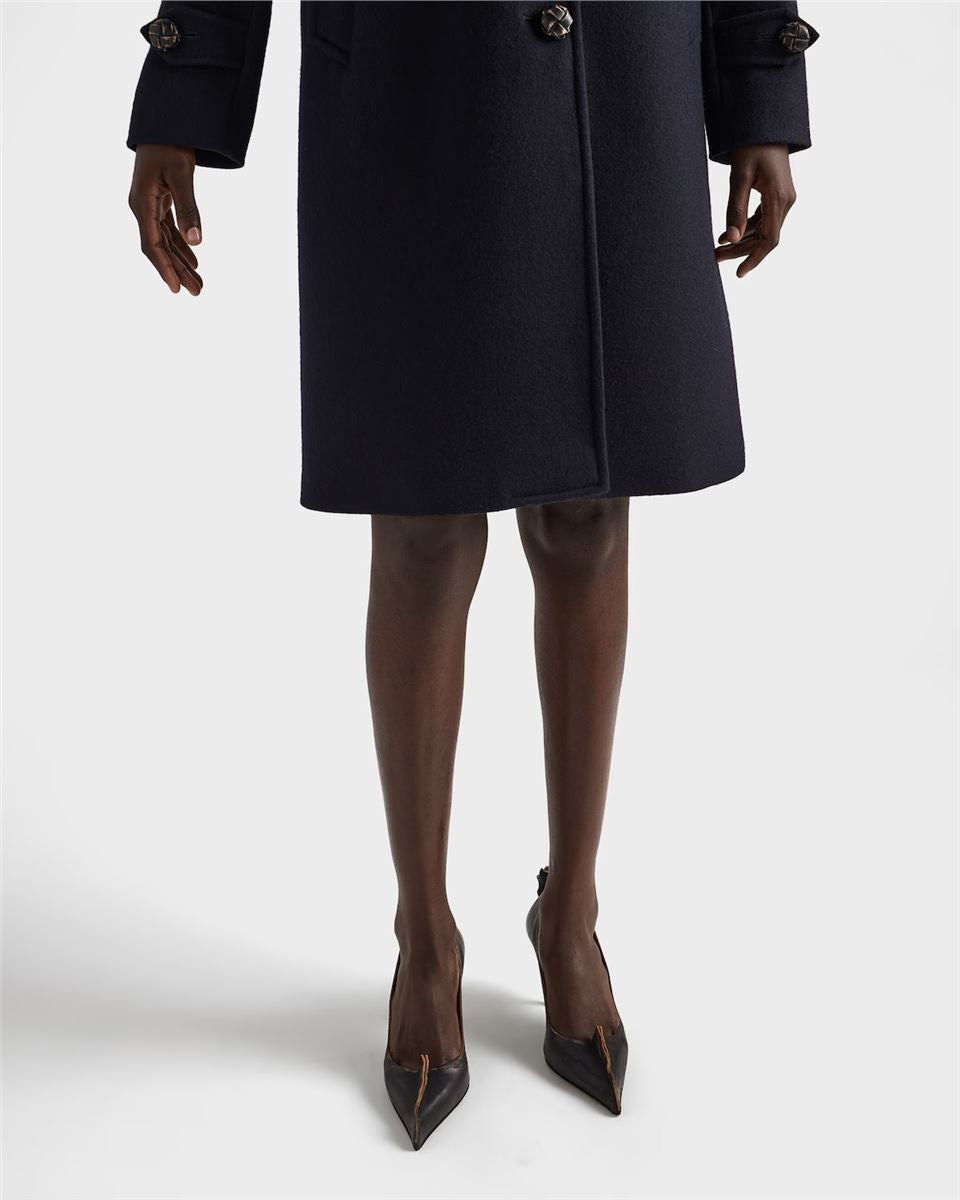 Single-breasted double loden coat