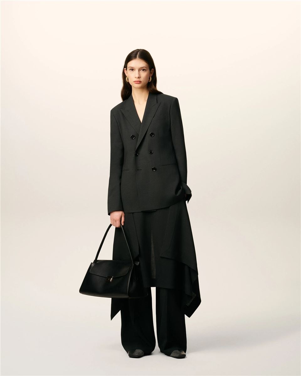 Black Wool Double Breasted Jacket