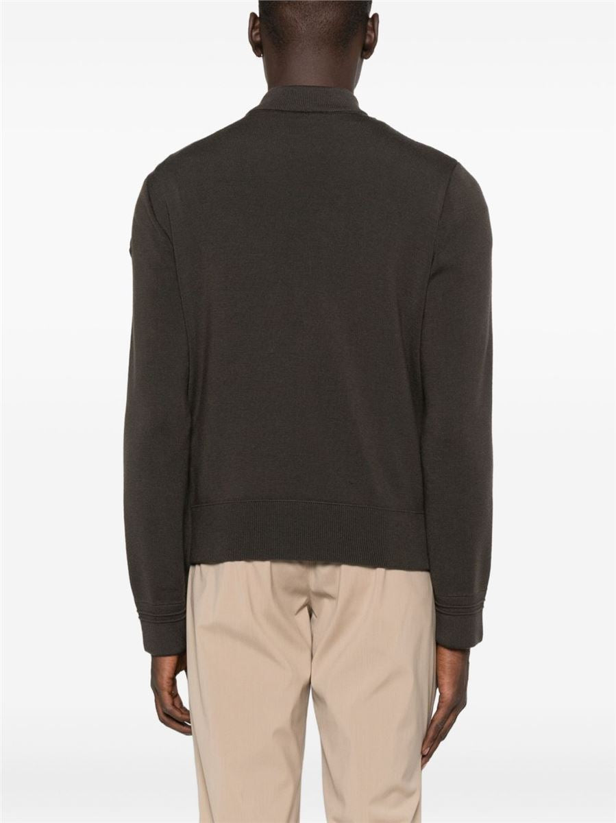 Padded wool zip-up cardigan