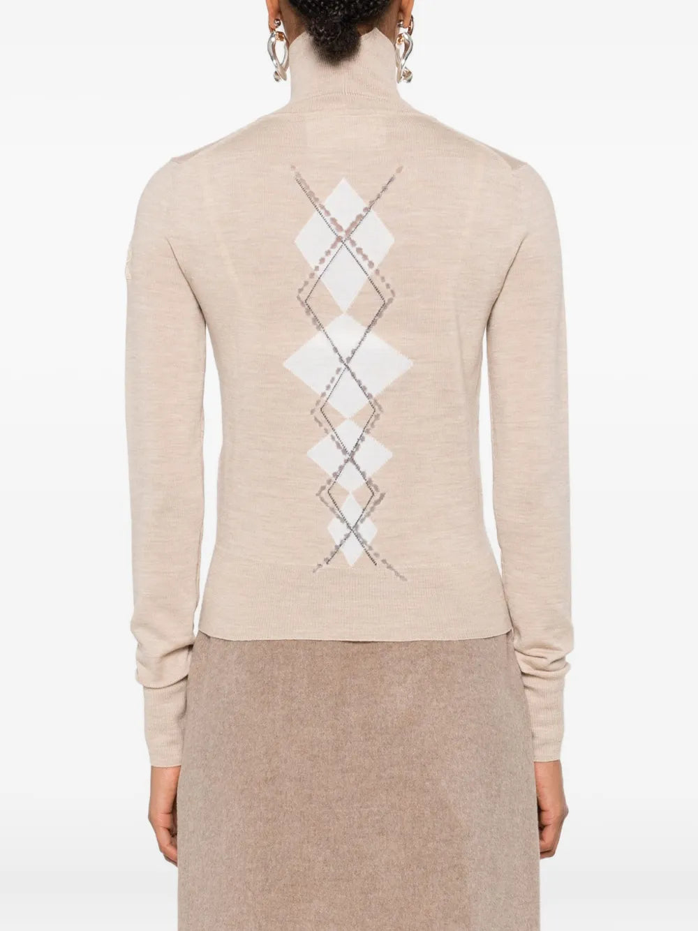 Diamond-pattern turtleneck top