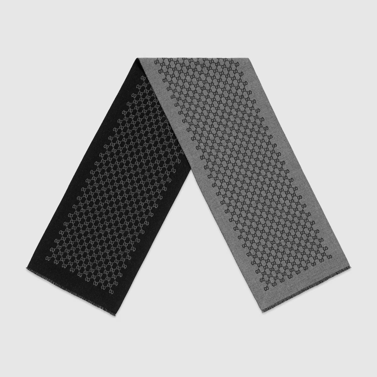 Double jacquard gg wool scarf