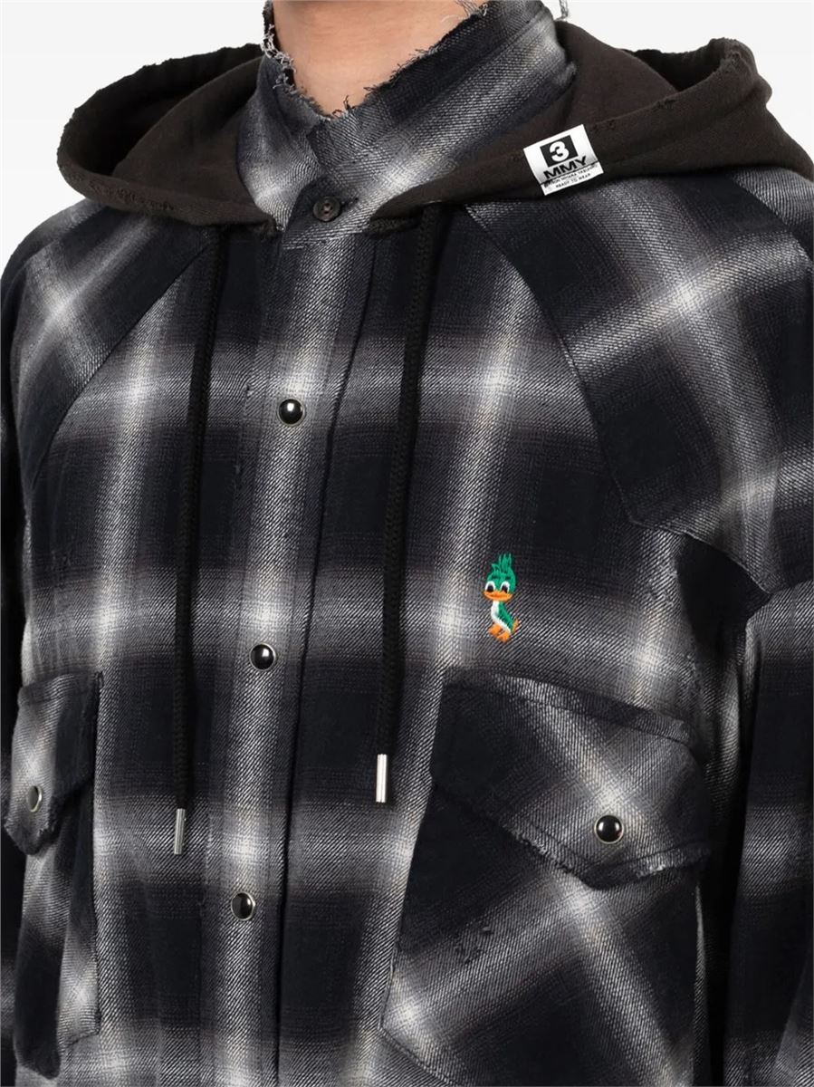 Hooded checked shirt