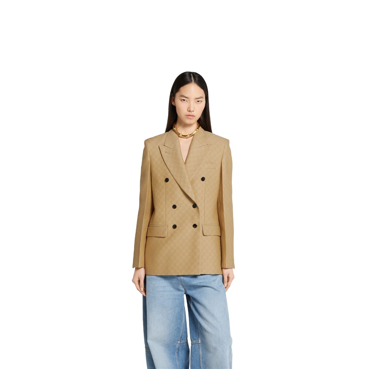 GG SILK WOOL CRÊPE JACQUARD JACKET - GUCCI - Verso