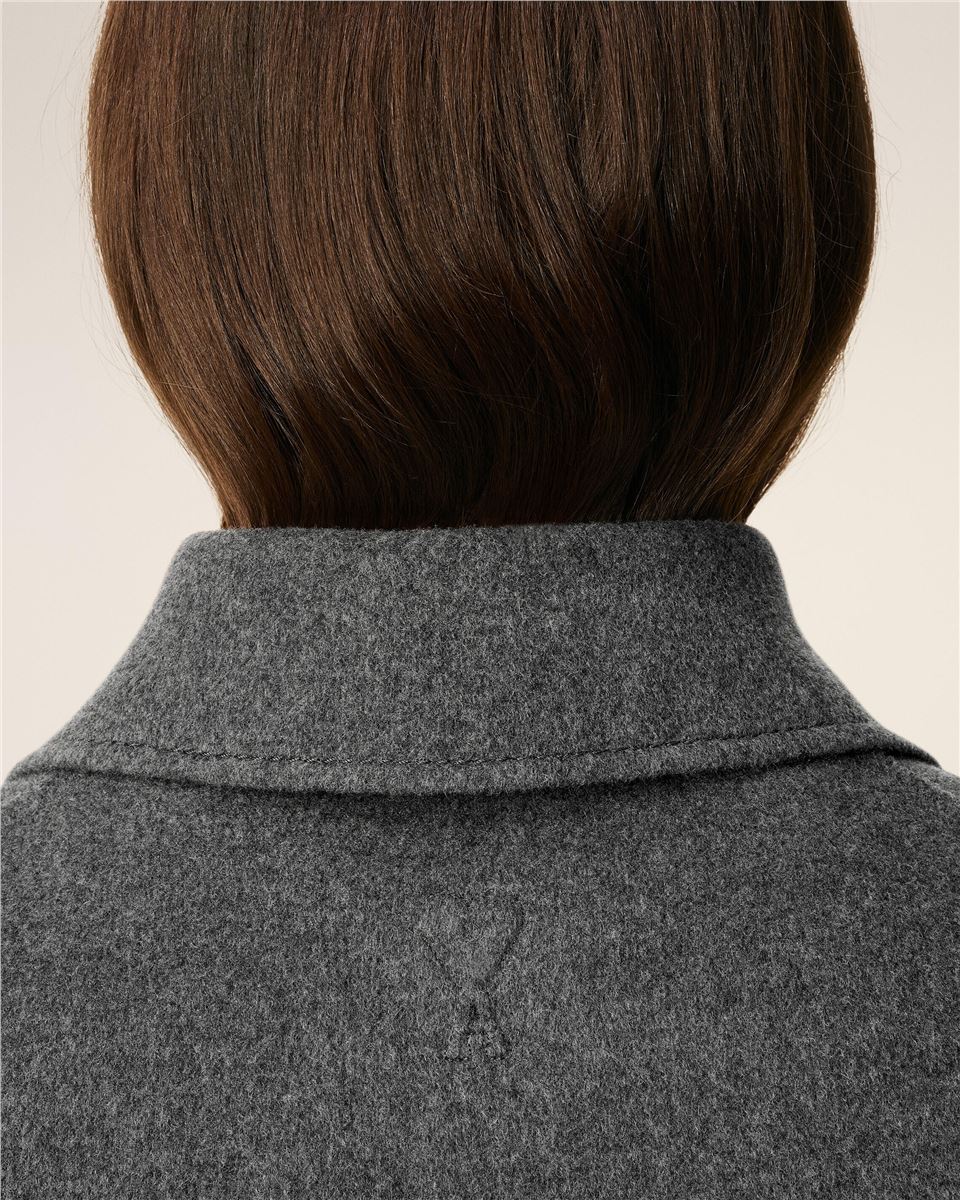 Grey Wool Boxy Buttoned Jacket