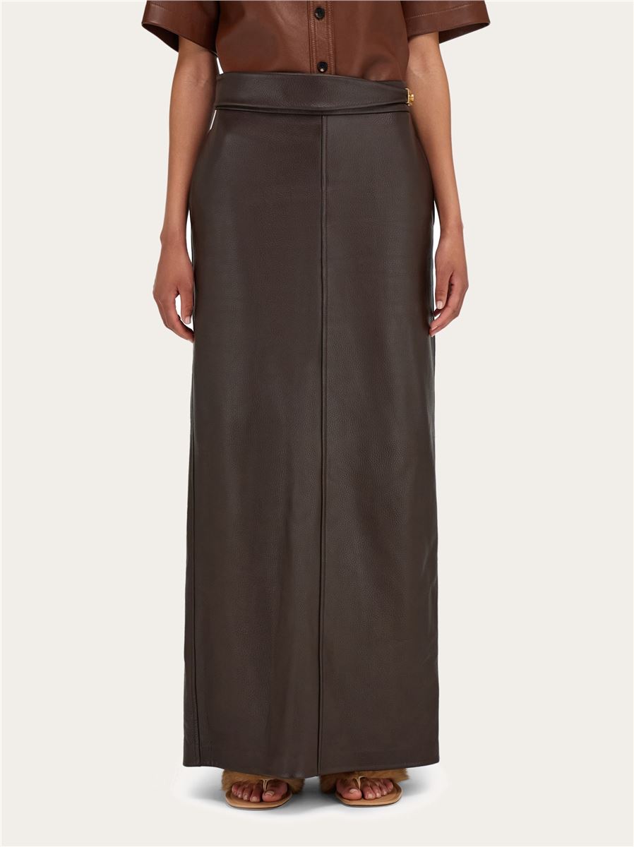 Longuette skirt in nappa leather