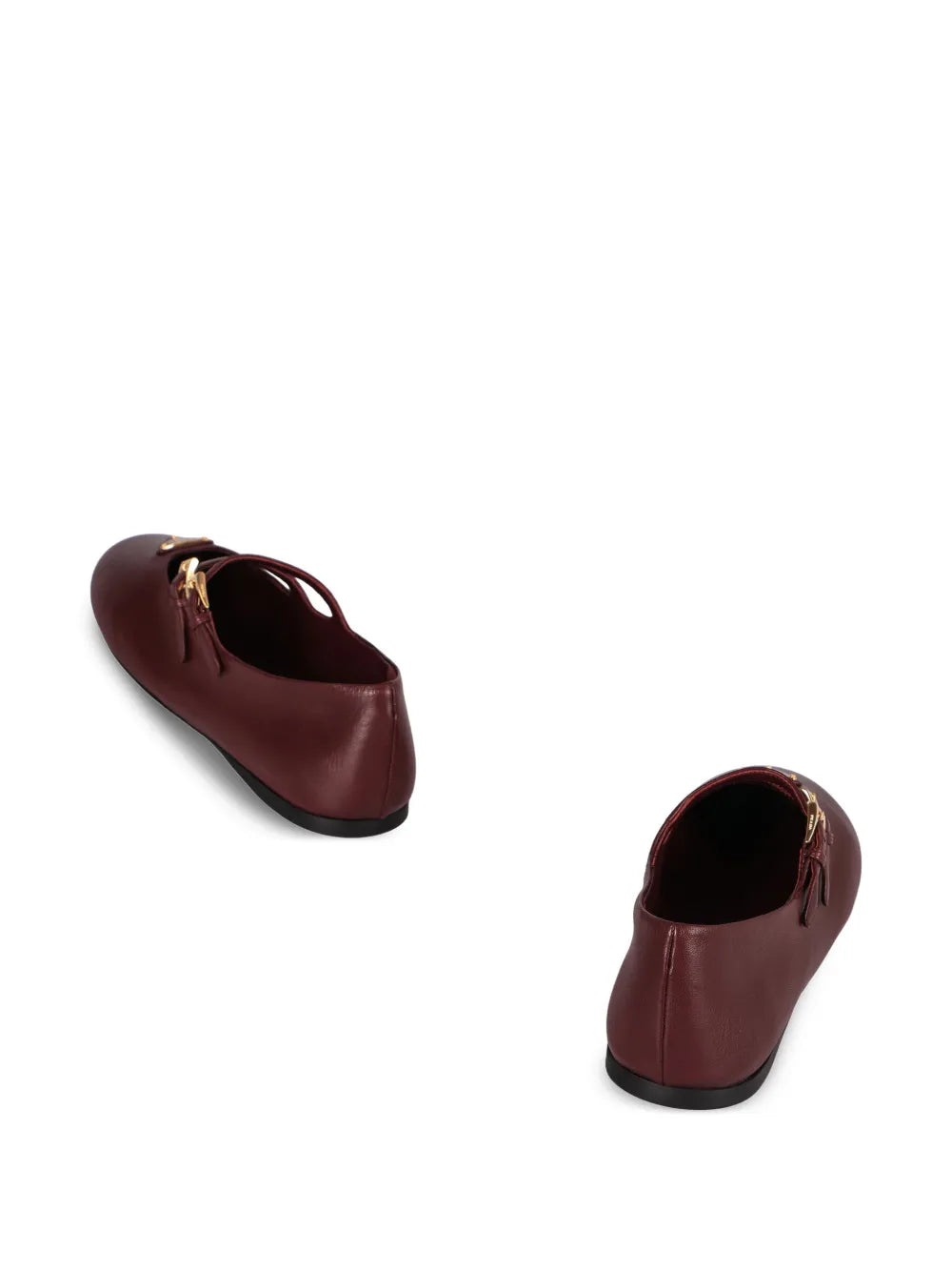 Prada double-buckle leather ballet flats