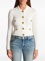 BUTTONED RIBBED CARDIGAN