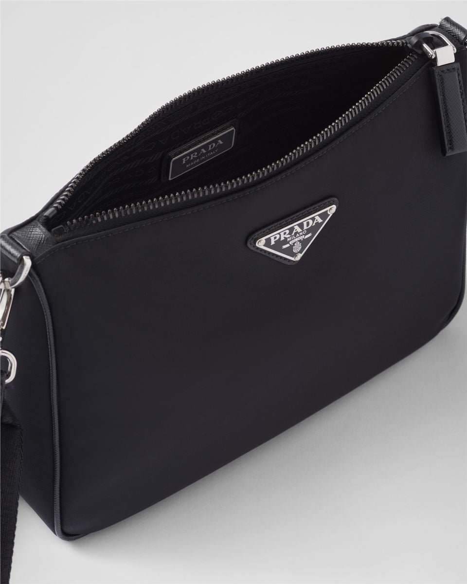 RE-NYLON AND SAFFIANO LEATHER SHOULDER BAG