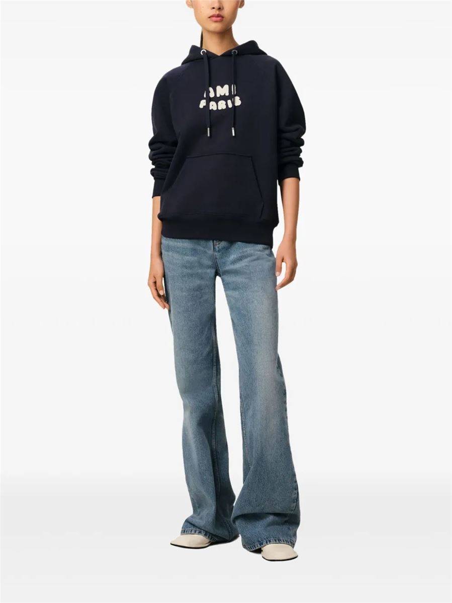Ami paris logo patch drawstring hoodie-AMI-Verso