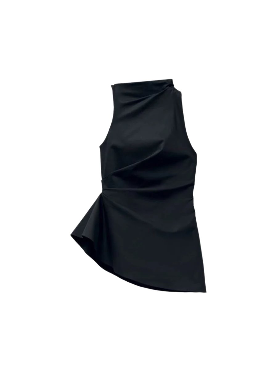 ASYMMETRIC GATHERED TOP IN BLACK - A. MCQUEEN - Verso