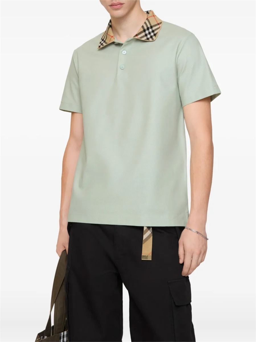 Check-collar cotton polo shirt-BURBERRY-Verso
