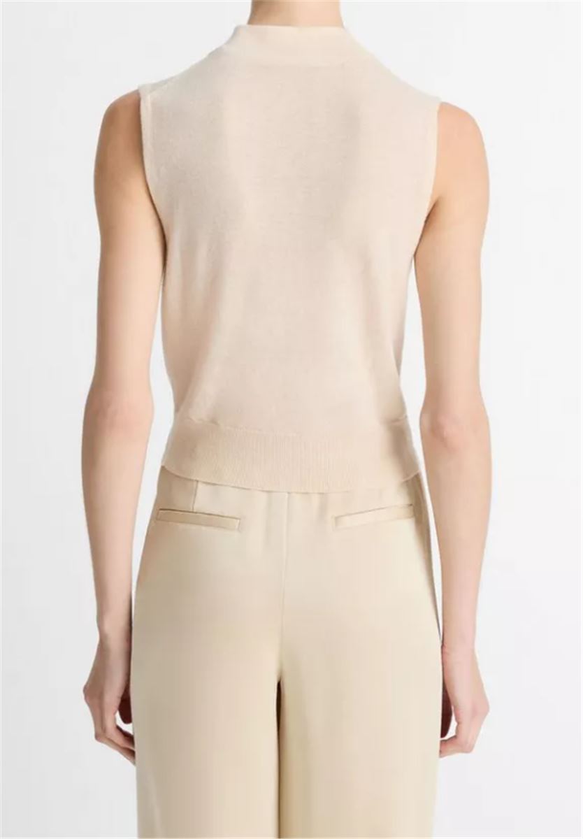Wool-blend Sleeveless Mock-neck Sweater-VINCE-Verso
