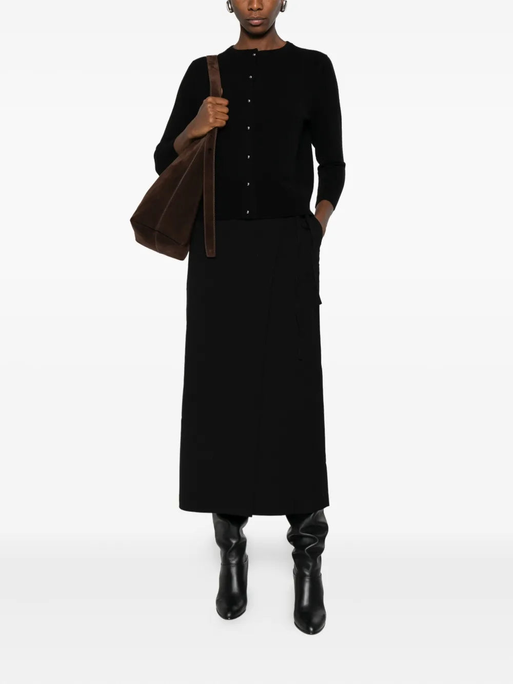 Band-collar cardigan-VINCE-Verso