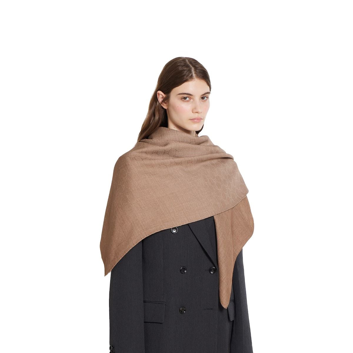 Gg wool silk jacquard shawl
